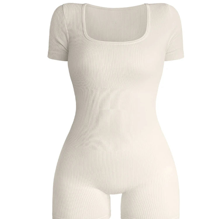 Square Neck One-Piece Ribbed Bodysuit