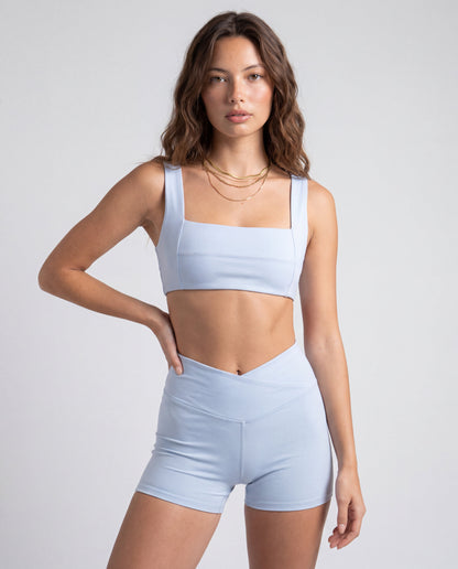 Women's Bandage Push-Up Sports Bra - Baby Blue | Square Neckline Compression