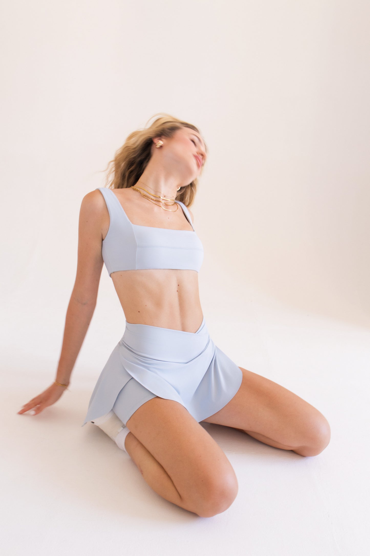 Women's Bandage Push-Up Sports Bra - Baby Blue | Square Neckline Compression