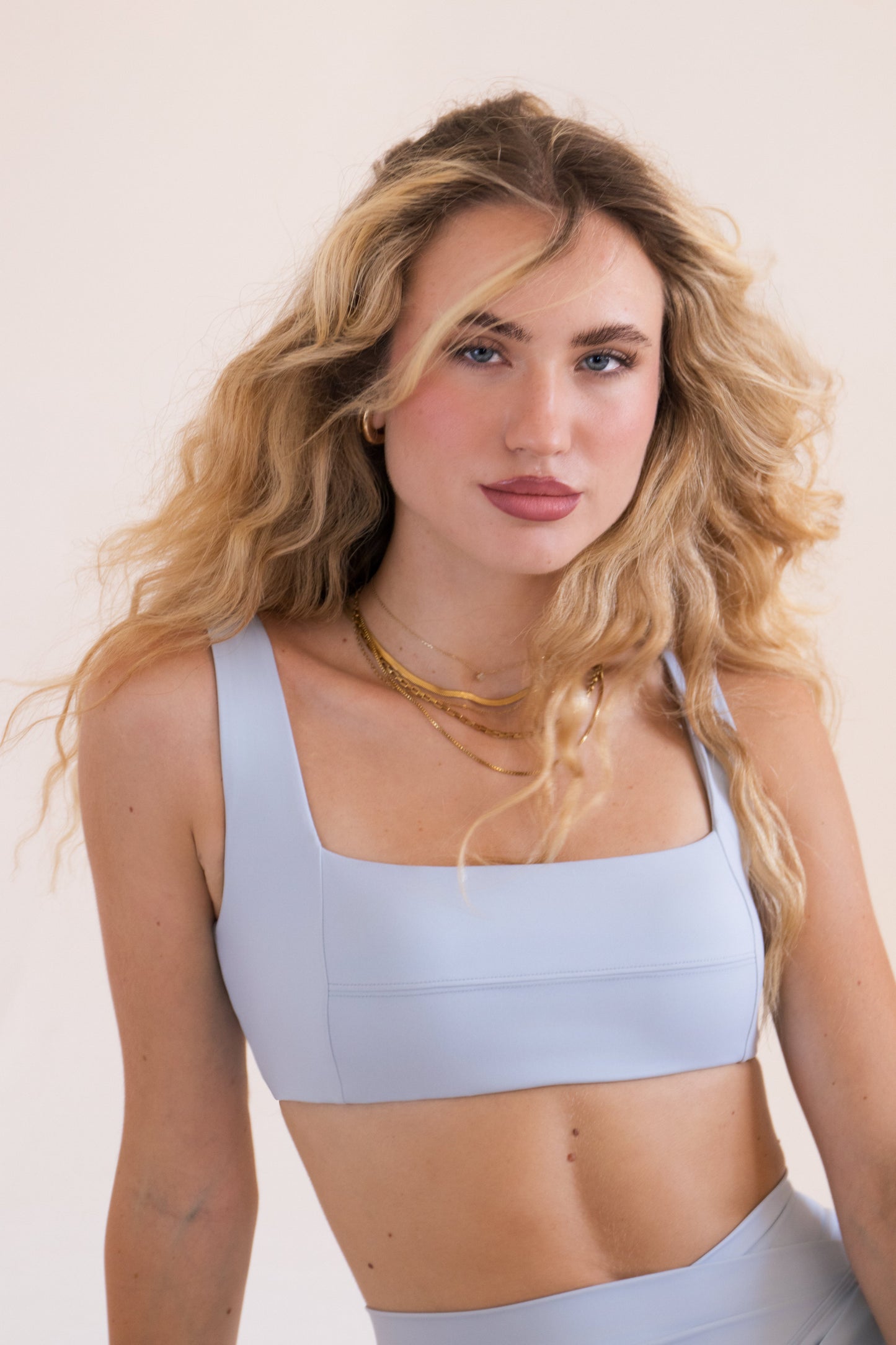 Women's Bandage Push-Up Sports Bra - Baby Blue | Square Neckline Compression