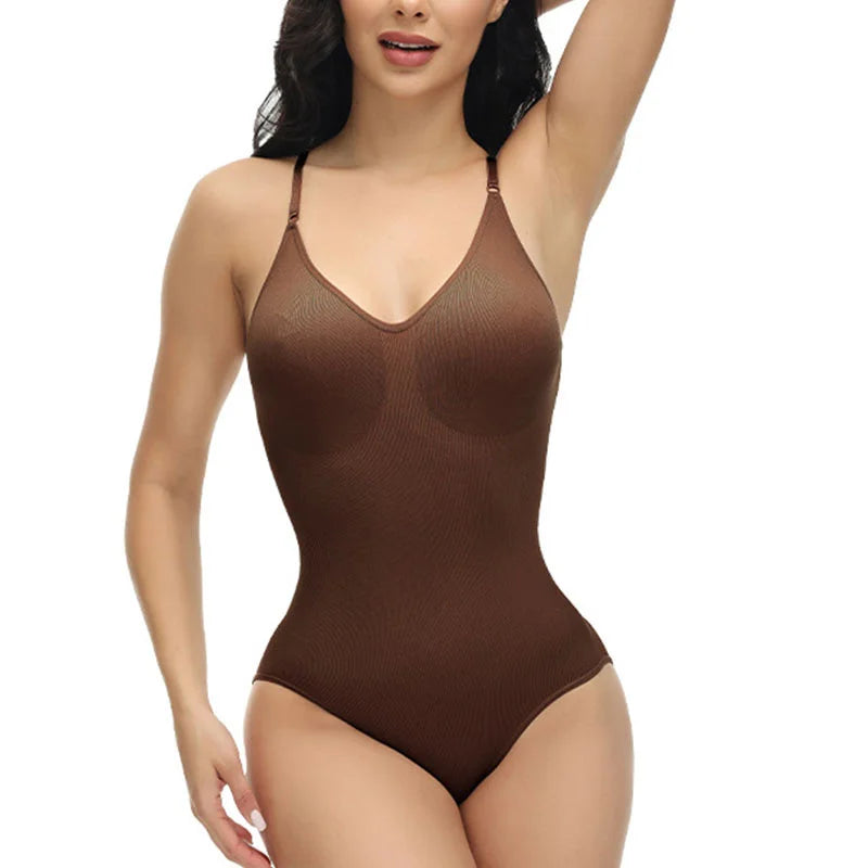 V Neck Spaghetti Strap Shapewear Bodysuits