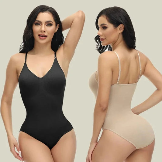 V Neck Spaghetti Strap Shapewear Bodysuits