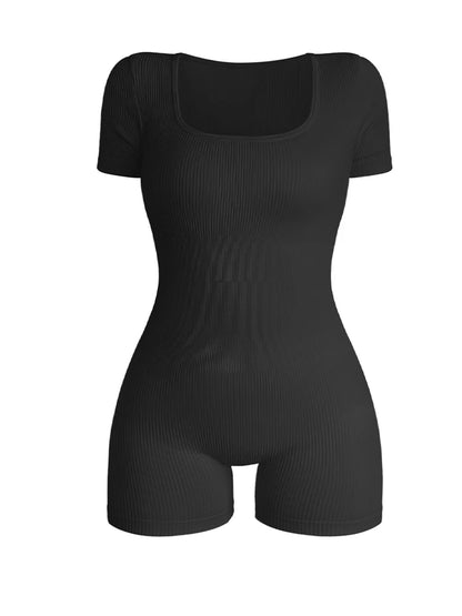 Square Neck One-Piece Ribbed Bodysuit