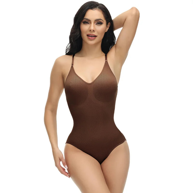 V Neck Spaghetti Strap Shapewear Bodysuits