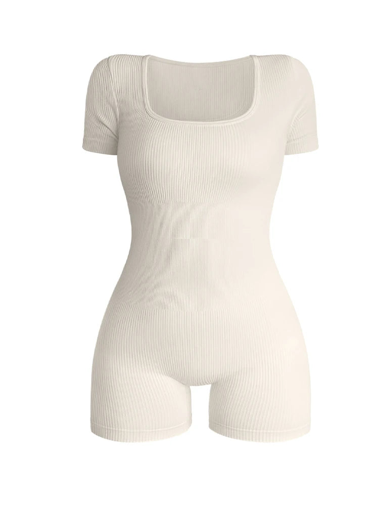 Square Neck One-Piece Ribbed Bodysuit