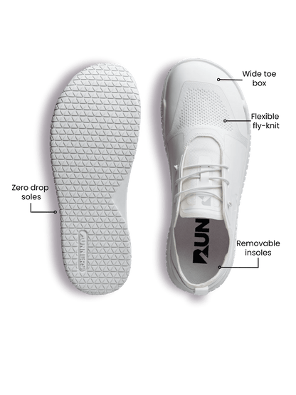 Barefoot Training Shoes Zero Drop - White | Wide Toe Box Minimalist Trainer